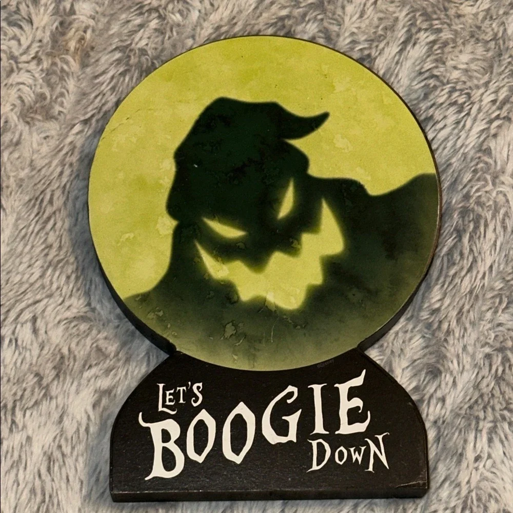 Disney Nightmare Before Christmas Oogie Boogie Let's Boogie Down Wood Table Sign
